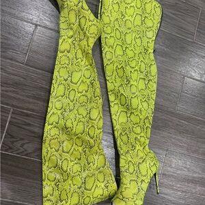 Cape Robbin Neon Snake Print Over-the-Knee Boots